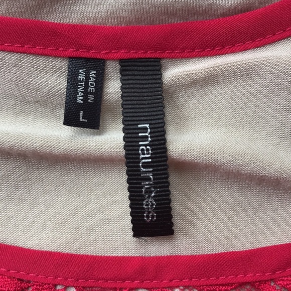 Maurices beige fucsia embroidered sleeveless crew neck top size L - Picture 8 of 10